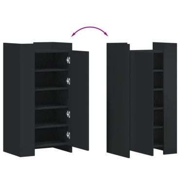 vidaXL Παπουτσοθήκη Μαύρη 52x37,5x100cm από Επεξεργασμένο Ξύλο