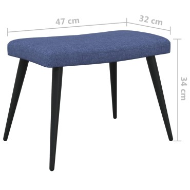 vidaXL Πολυθρόνα Relax Μπλε Υφασμάτινη με Σκαμπό 61x70x96,5cm 1 τεμ.