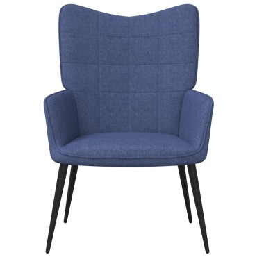 vidaXL Πολυθρόνα Relax Μπλε Υφασμάτινη με Σκαμπό 61x70x96,5cm 1 τεμ.
