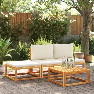 vidaXL Υποπόδιο Κήπου 65x65x29cm από Μασίφ Ξύλο Ακακίας με Μαξιλάρι 1 τεμ. Γωνιακός