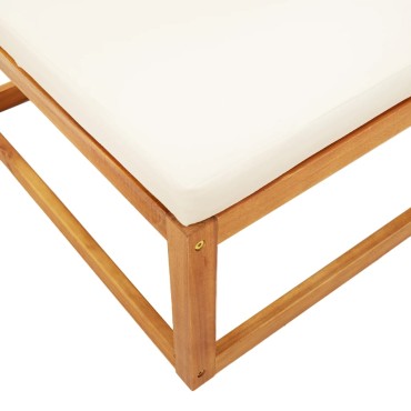 vidaXL Υποπόδιο Κήπου 65x65x29cm από Μασίφ Ξύλο Ακακίας με Μαξιλάρι 1 τεμ. Γωνιακός