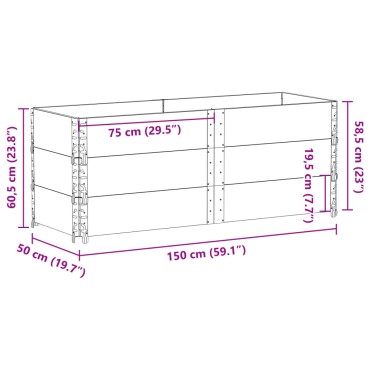 vidaXL Ζαρντινιέρα Κήπου Γκρι 150x50 εκ. από Μασίφ Ξύλο Πεύκου