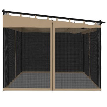 vidaXL Κιόσκι με Τοίχους από Δίχτυ Taupe 4x3 μ. από Ατσάλι