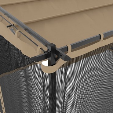 vidaXL Κιόσκι με Τοίχους από Δίχτυ Taupe 4x3 μ. από Ατσάλι