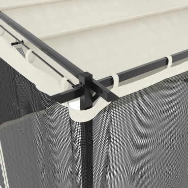 vidaXL Κιόσκι με Τοίχους από Δίχτυ Κρεμ 4x3 μ. από Ατσάλι