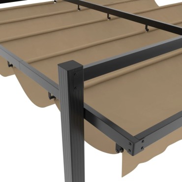 vidaXL Πέργκολα Κήπου με Πτυσσόμενη Οροφή Taupe 3 x 3 μ. Αλουμίνιο
