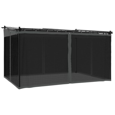 vidaXL Κιόσκι με Τοίχους από Δίχτυ Ανθρακί 4x3 μ. από Ατσάλι