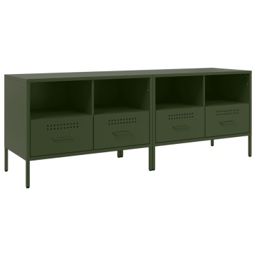 vidaXL Έπιπλα Τηλεόρασης 2 τεμ. Πράσινο Λαδί 68x39x50,5cm από Χάλυβα