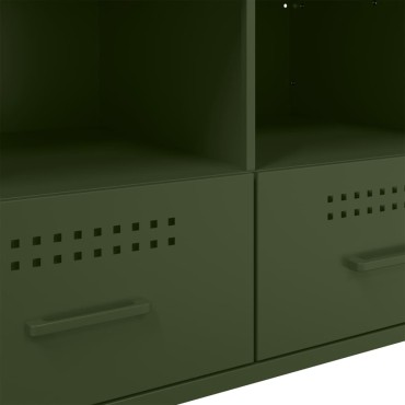 vidaXL Έπιπλα Τηλεόρασης 2 τεμ. Πράσινο Λαδί 68x39x50,5cm από Χάλυβα