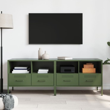 vidaXL Έπιπλα Τηλεόρασης 2 τεμ. Πράσινο Λαδί 68x39x50,5cm από Χάλυβα