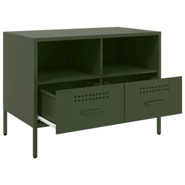 vidaXL Έπιπλα Τηλεόρασης 2 τεμ. Πράσινο Λαδί 68x39x50,5cm από Χάλυβα