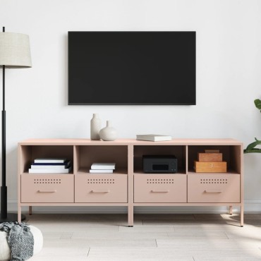 vidaXL Έπιπλα Τηλεόρασης 2 τεμ. Ροζ 68x39x50,5cm από Χάλυβα