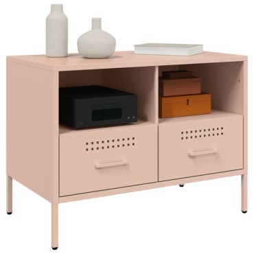 vidaXL Έπιπλα Τηλεόρασης 2 τεμ. Ροζ 68x39x50,5cm από Χάλυβα