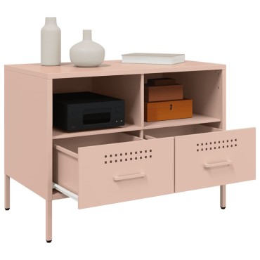 vidaXL Έπιπλα Τηλεόρασης 2 τεμ. Ροζ 68x39x50,5cm από Χάλυβα