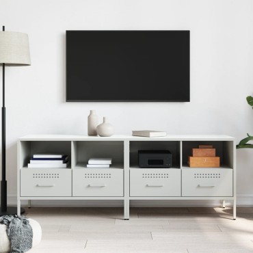 vidaXL Έπιπλα Τηλεόρασης 2 τεμ. Λευκό 68x39x50,5cm από Χάλυβα