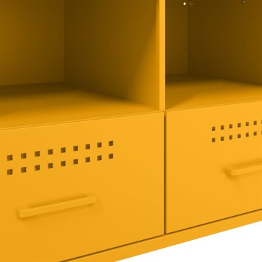 vidaXL Έπιπλα Τηλεόρασης 2 τεμ. Μουσταρδί Κίτρινο 68x39x50,5cm Ατσάλι
