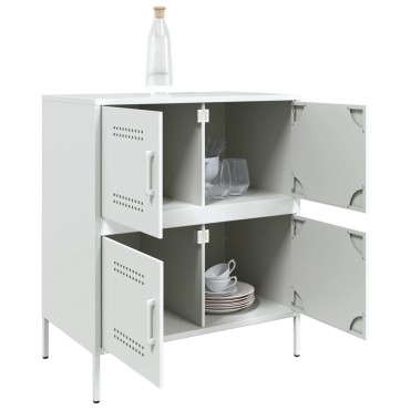 vidaXL Μπουφές Λευκός 68x39x79cm από Ατσάλι 1 τεμ.
