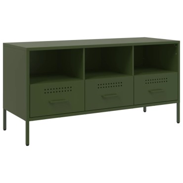vidaXL Έπιπλο Τηλεόρασης Πράσινο Λαδί 100,5x39x50,5cm από Ατσάλι