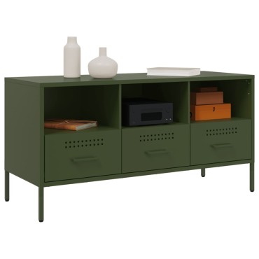 vidaXL Έπιπλο Τηλεόρασης Πράσινο Λαδί 100,5x39x50,5cm από Ατσάλι
