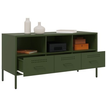vidaXL Έπιπλο Τηλεόρασης Πράσινο Λαδί 100,5x39x50,5cm από Ατσάλι