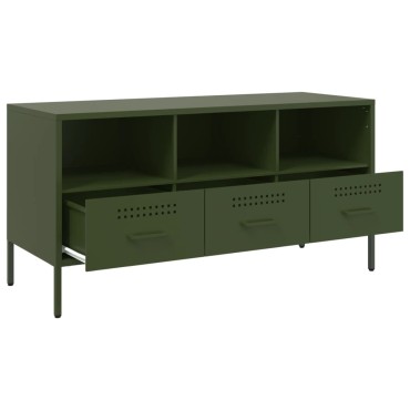 vidaXL Έπιπλο Τηλεόρασης Πράσινο Λαδί 100,5x39x50,5cm από Ατσάλι