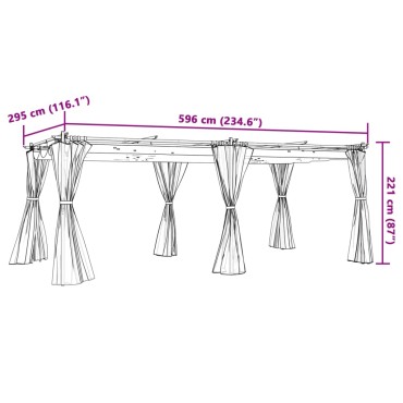 vidaXL Κιόσκι με Κουρτίνες Taupe 6x3 μ. Ατσάλινο