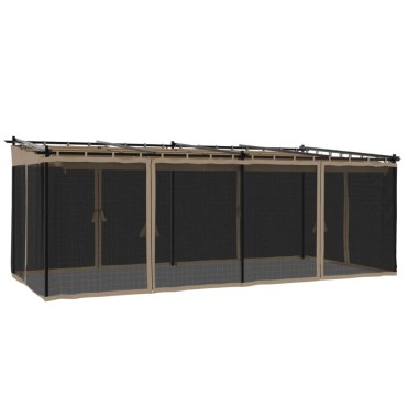 vidaXL Κιόσκι με Τοίχους από Δίχτυ Taupe 6x3 μ. από Ατσάλι