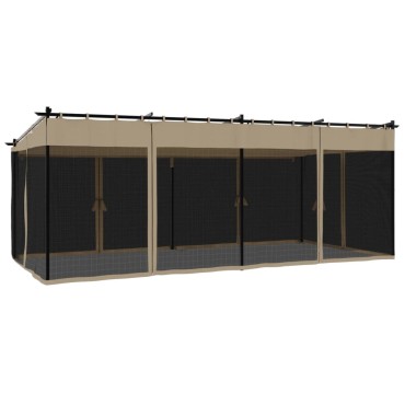 vidaXL Κιόσκι με Τοίχους από Δίχτυ Taupe 6x3 μ. από Ατσάλι