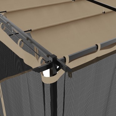 vidaXL Κιόσκι με Τοίχους από Δίχτυ Taupe 6x3 μ. από Ατσάλι