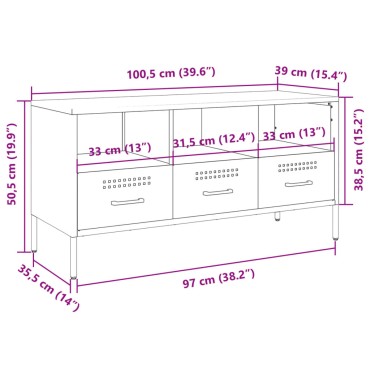 vidaXL Έπιπλο Τηλεόρασης Μαύρο 100,5x39x50,5cm Ατσάλινο