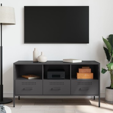 vidaXL Έπιπλο Τηλεόρασης Μαύρο 100,5x39x50,5cm Ατσάλινο