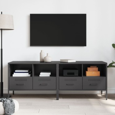 vidaXL Έπιπλα Τηλεόρασης 2 τεμ. Μαύρο 68x39x50,5cm από Χάλυβα