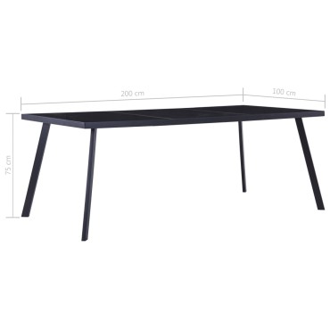 vidaXL Τραπεζαρία Μαύρη 200x100x75cm από Ψημένο Γυαλί 1 τεμ.