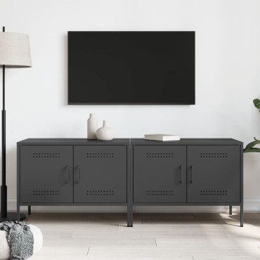 vidaXL Έπιπλα Τηλεόρασης 2 τεμ. Μαύρο 68x39x50,5cm από Χάλυβα