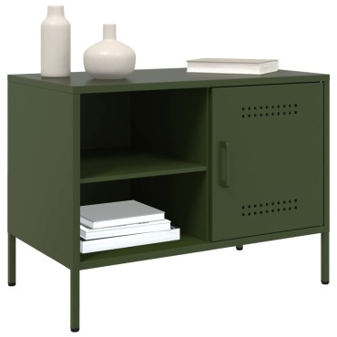 vidaXL Έπιπλα Τηλεόρασης 2 τεμ. Πράσινο Λαδί 68x39x50,5cm από Χάλυβα