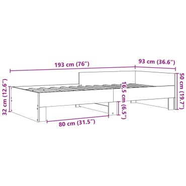 vidaXL Πλαίσιο Κρεβ. Χωρ. Στρώμα Καφέ Δρυς 90 x 190 εκ. Επεξ. Ξύλο