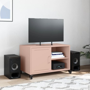 vidaXL Έπιπλο Τηλεόρασης Ροζ 68x39x43,5cm Χάλυβας