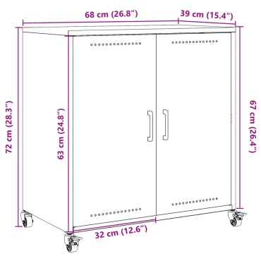 vidaXL Ντουλάπι Πράσινο Λαδί 68x39x72cm από Ατσάλι 1 τεμ.