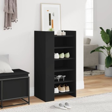 vidaXL Παπουτσοθήκη Μαύρη 52x37,5x100cm από Επεξεργασμένο Ξύλο