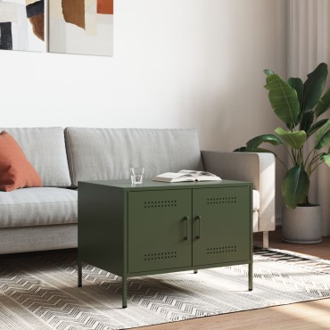 vidaXL Τραπεζάκι Σαλονιού Πράσινο Λαδί 68x50x50,5cm από Ατσάλι 1 τεμ.