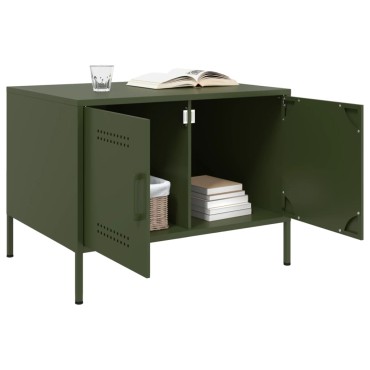vidaXL Τραπεζάκι Σαλονιού Πράσινο Λαδί 68x50x50,5cm από Ατσάλι 1 τεμ.