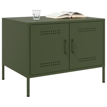 vidaXL Τραπεζάκι Σαλονιού Πράσινο Λαδί 68x50x50,5cm από Ατσάλι 1 τεμ.