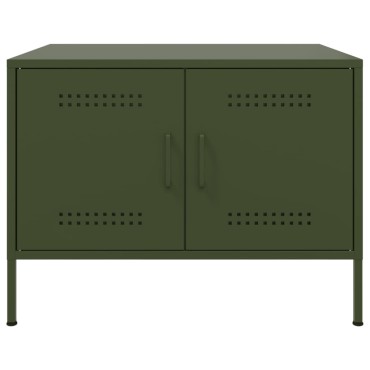 vidaXL Τραπεζάκι Σαλονιού Πράσινο Λαδί 68x50x50,5cm από Ατσάλι 1 τεμ.