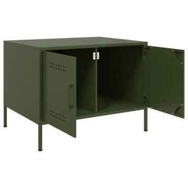 vidaXL Τραπεζάκι Σαλονιού Πράσινο Λαδί 68x50x50,5cm από Ατσάλι 1 τεμ.