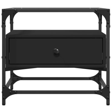 vidaXL Τραπεζάκι Σαλονιού Μαύρο 50x50x45cm με Γυάλινες Πόρτες 1 τεμ.