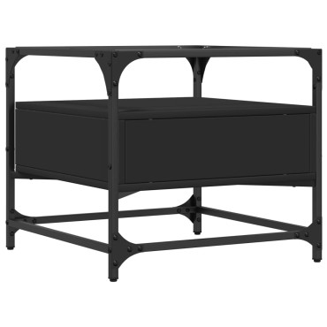 vidaXL Τραπεζάκι Σαλονιού Μαύρο 50x50x45cm με Γυάλινες Πόρτες 1 τεμ.