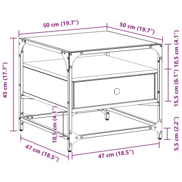 vidaXL Τραπεζάκι Σαλονιού Μαύρο 50x50x45cm με Γυάλινες Πόρτες 1 τεμ.
