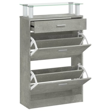 vidaXL Παπουτσοθήκη Γκρι Σκυροδέματος 63x24x104cm Επεξεργασμένο Ξύλο