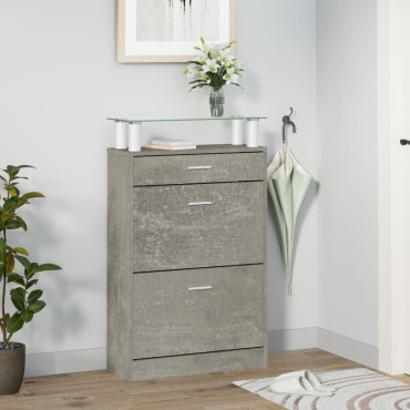 vidaXL Παπουτσοθήκη Γκρι Σκυροδέματος 63x24x104cm Επεξεργασμένο Ξύλο