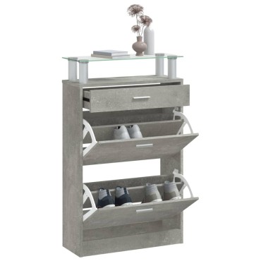vidaXL Παπουτσοθήκη Γκρι Σκυροδέματος 63x24x104cm Επεξεργασμένο Ξύλο